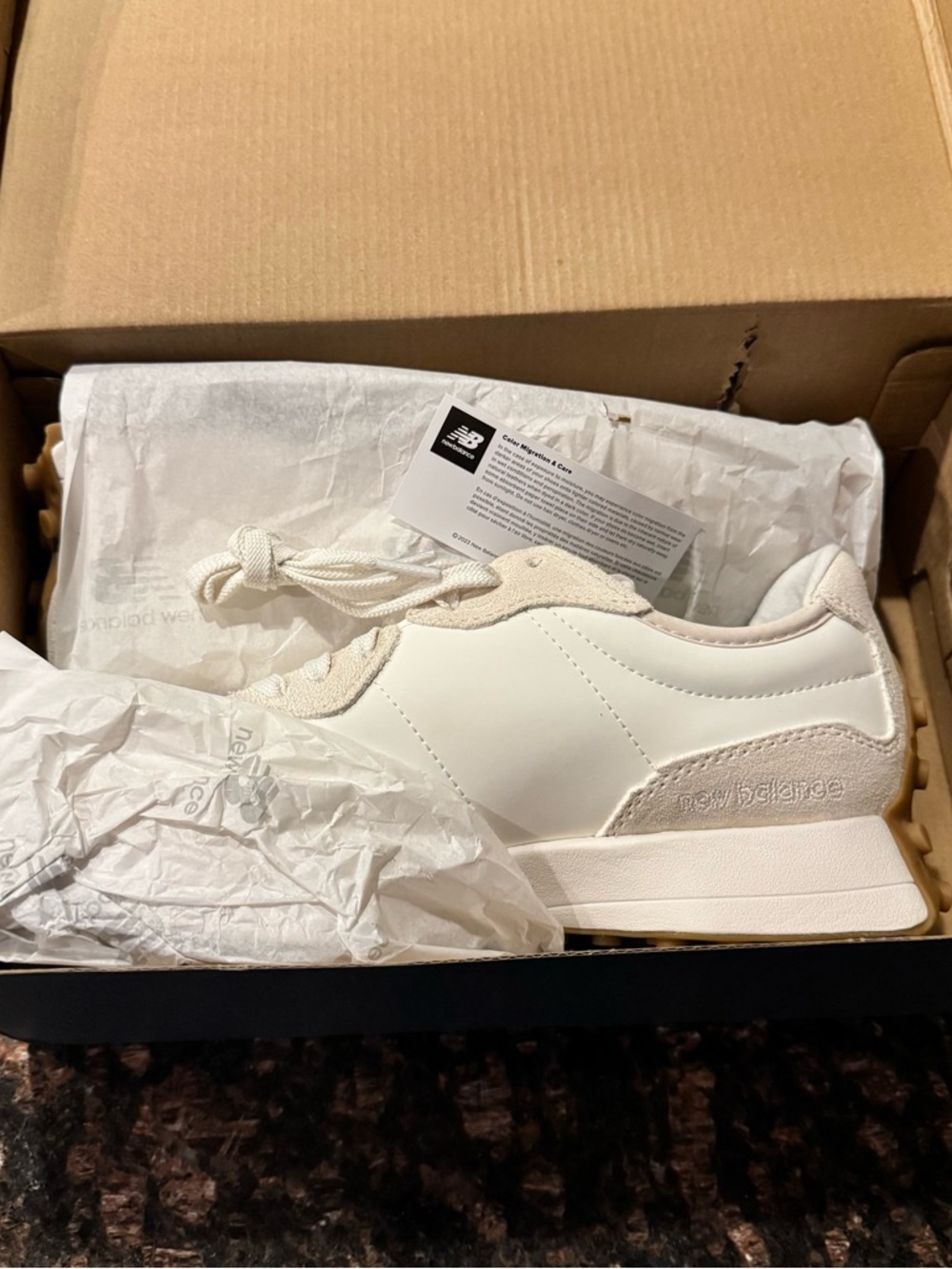 NWT- Women's New Balance 327 Retro-Style Sneakers - Sz 8.5 - Linen/Sea Salt - Picture 7 of 8